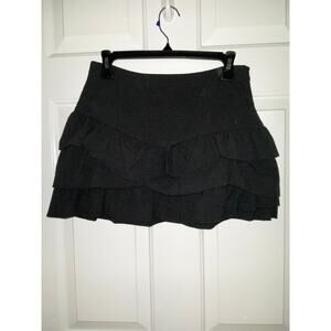 Maje Mini Skirt Ruffle Tiered Black Size 36 Small